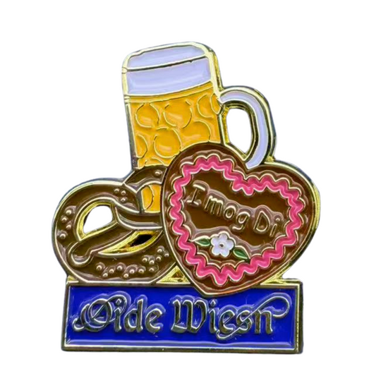 Oide Wiesn™ Pin  Maß, Breze, Herz