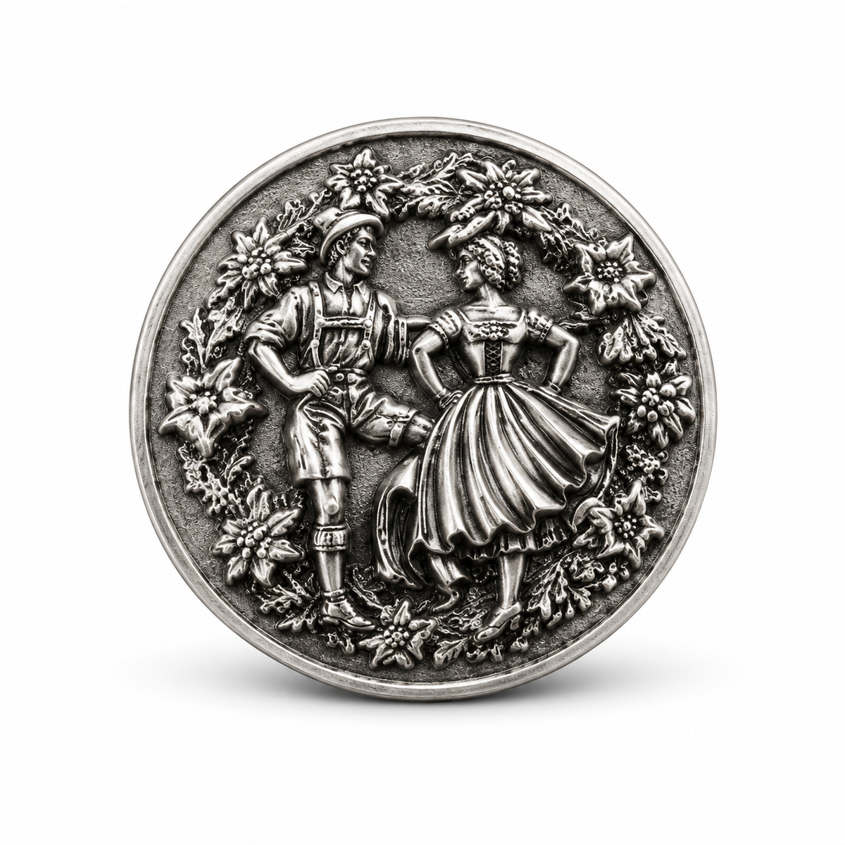 Anstecker Münze Tanz silber