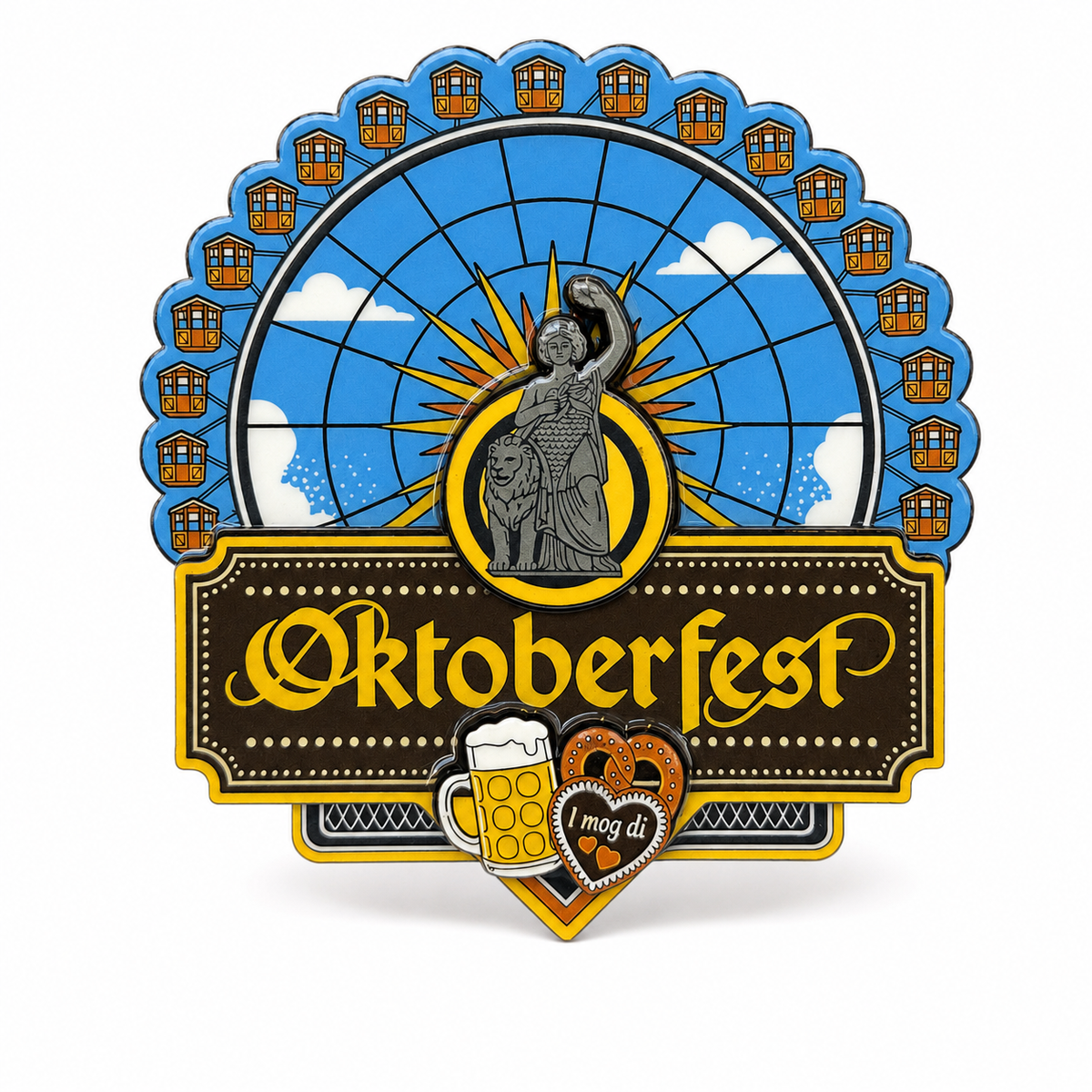 Oktoberfest™ Holzmagnet Riesenrad, Bavaria, Maß