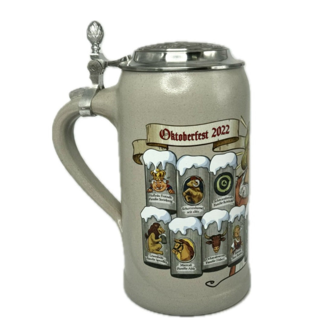 Wiesnwirte Krug 2022 genuine salt glazed with pewter lid