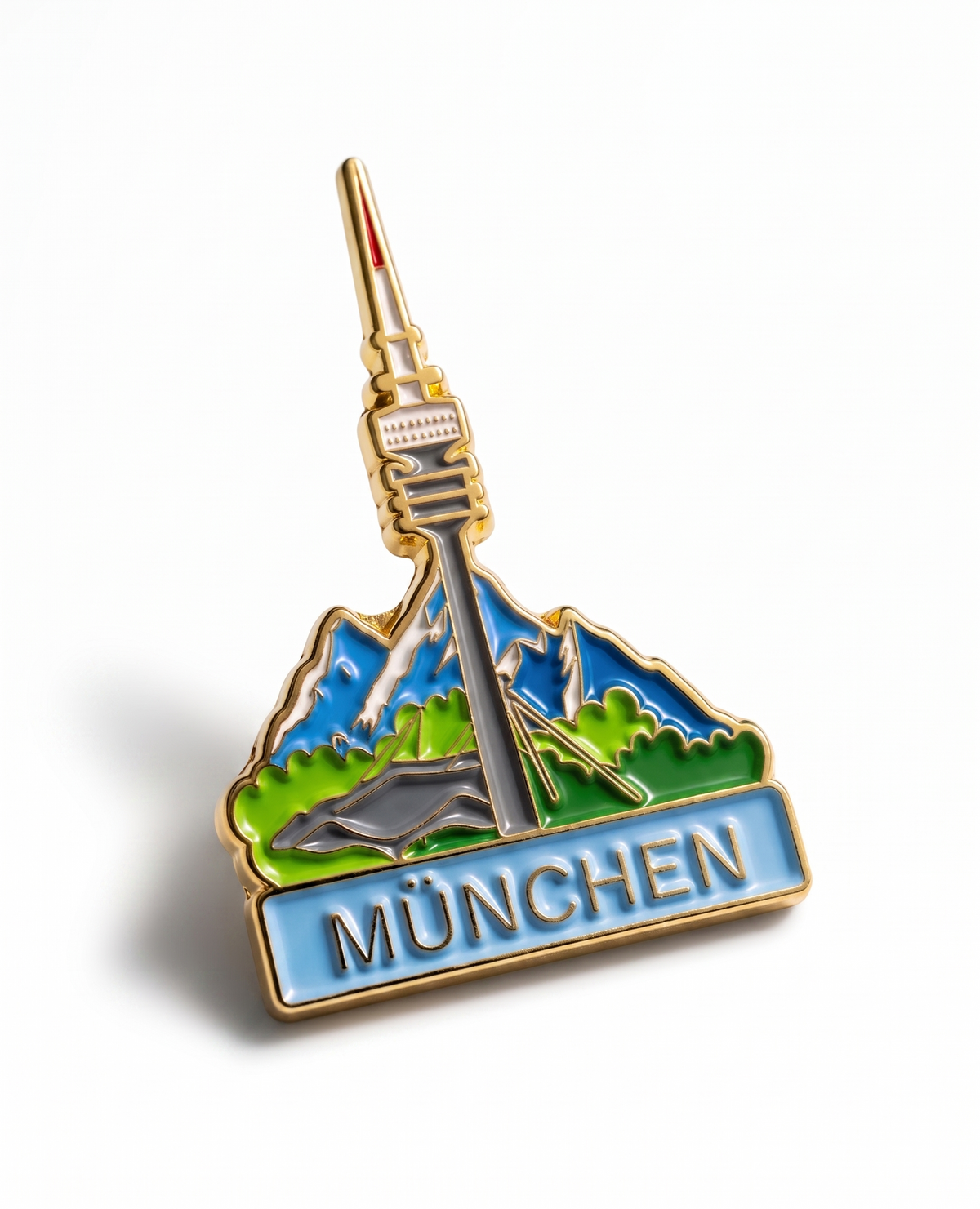 Anstecker Olympiaturm Panorama München