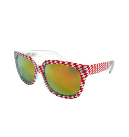 Sunglasses red/white checked mirrored red