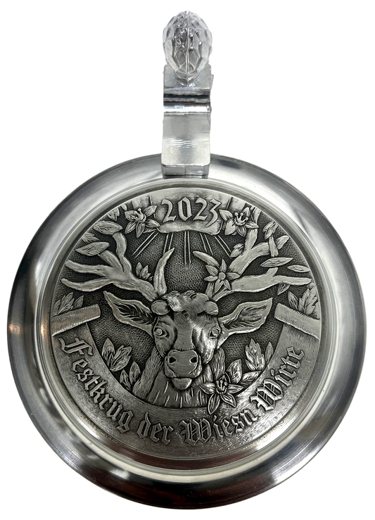 Wiesnwirte Krug 2023 genuine salt glazed with pewter lid