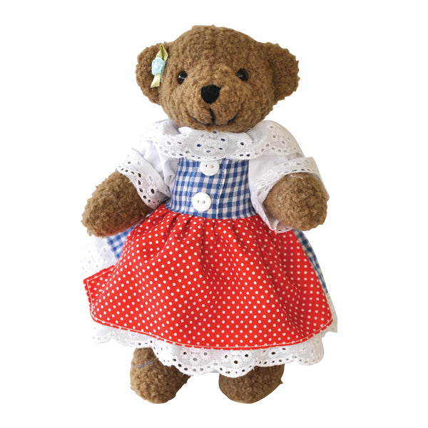 Bavarian Teddy Bear Madl Tracht blue Dirndl, 25cm