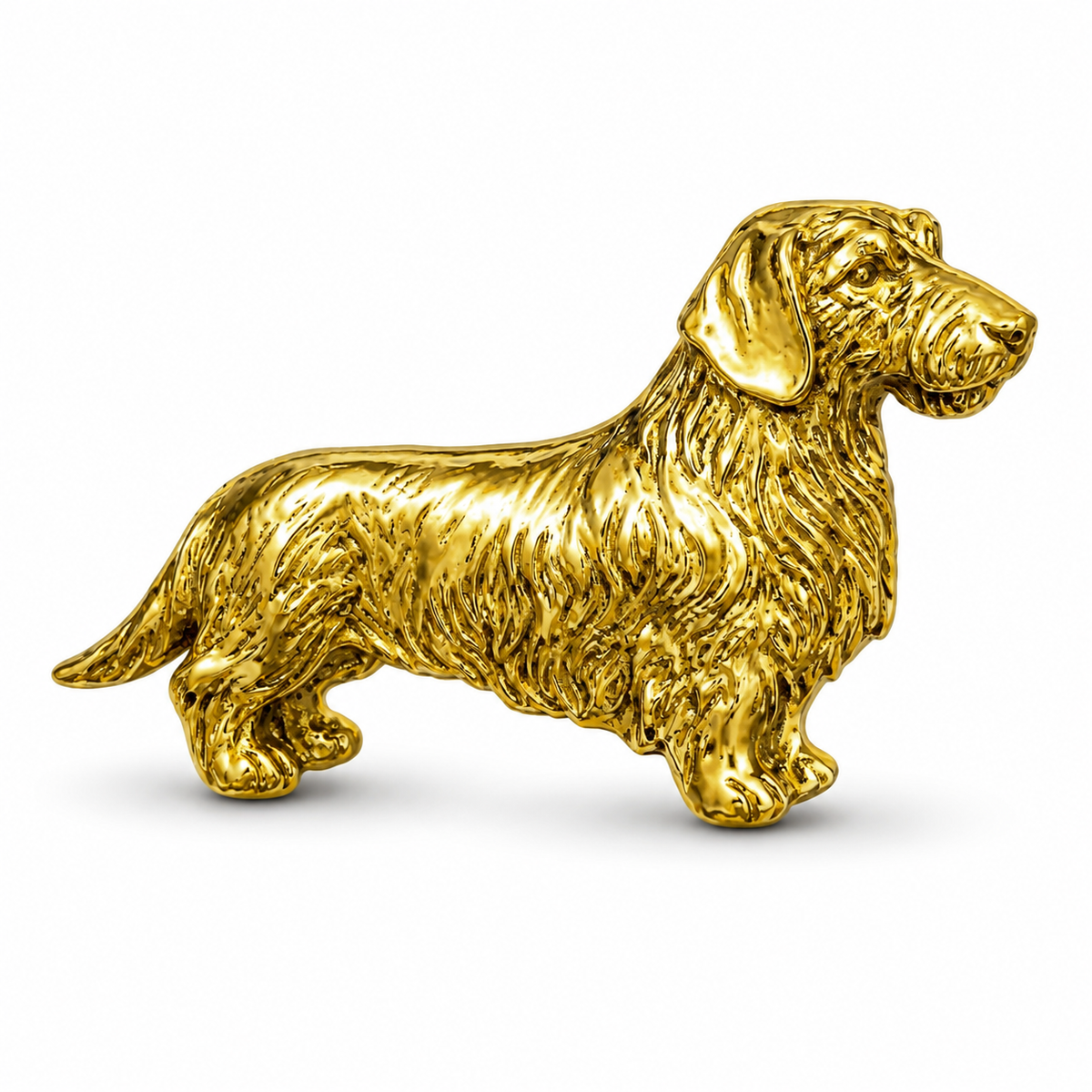 Anstecker Dackel Rauhaar gold