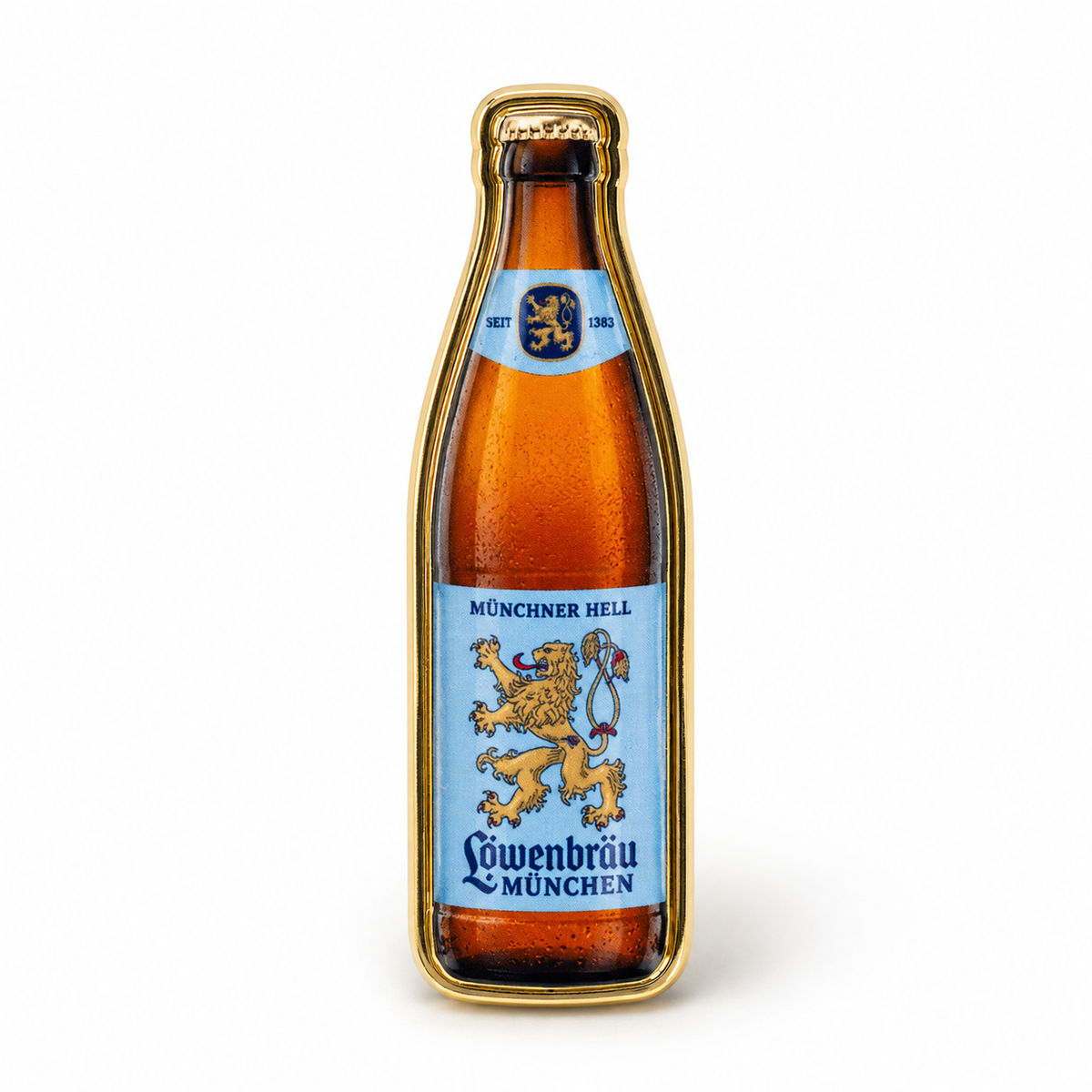 Anstecker Löwenbräu Bierflasche
