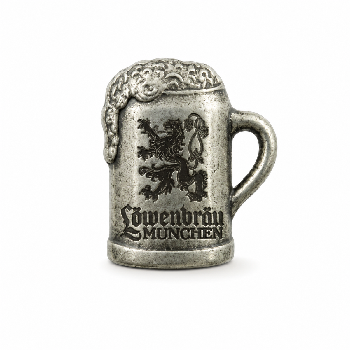Anstecker Löwenbräu Maßkrug silber