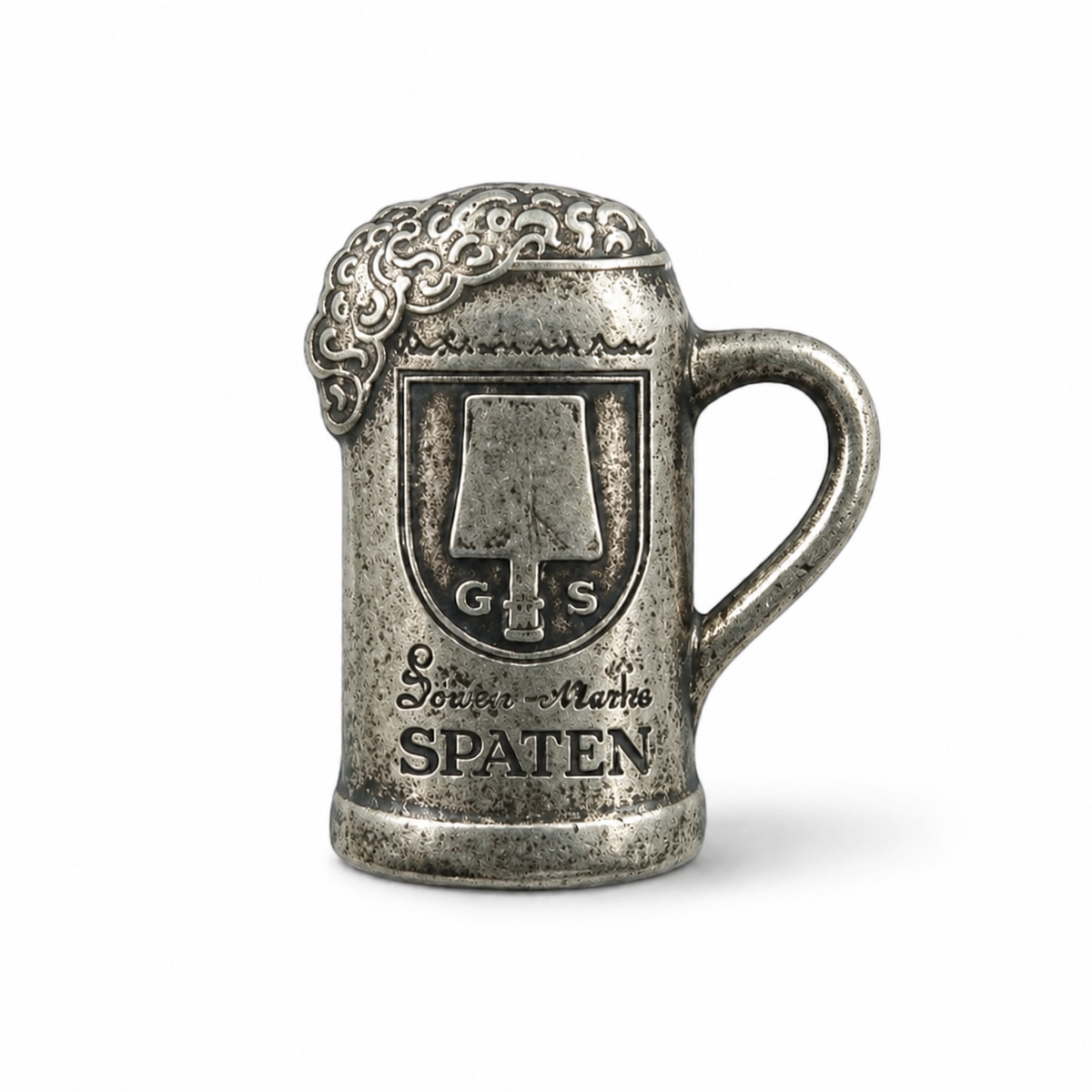 Anstecker Spaten Maßkrug silber