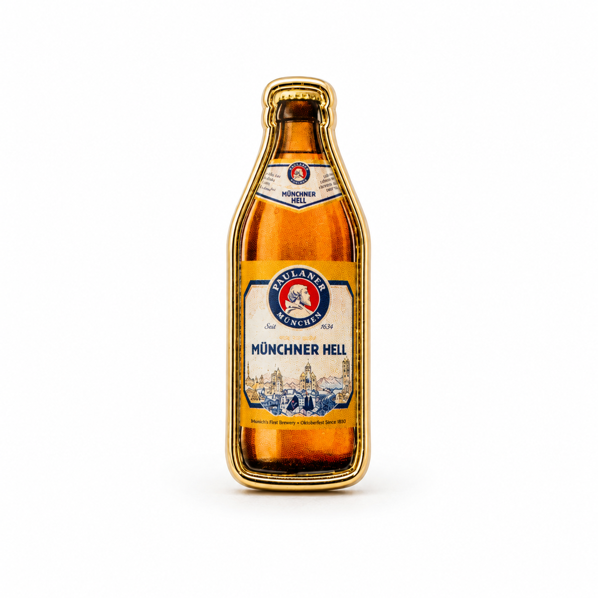 Anstecker Paulaner Bierflasche
