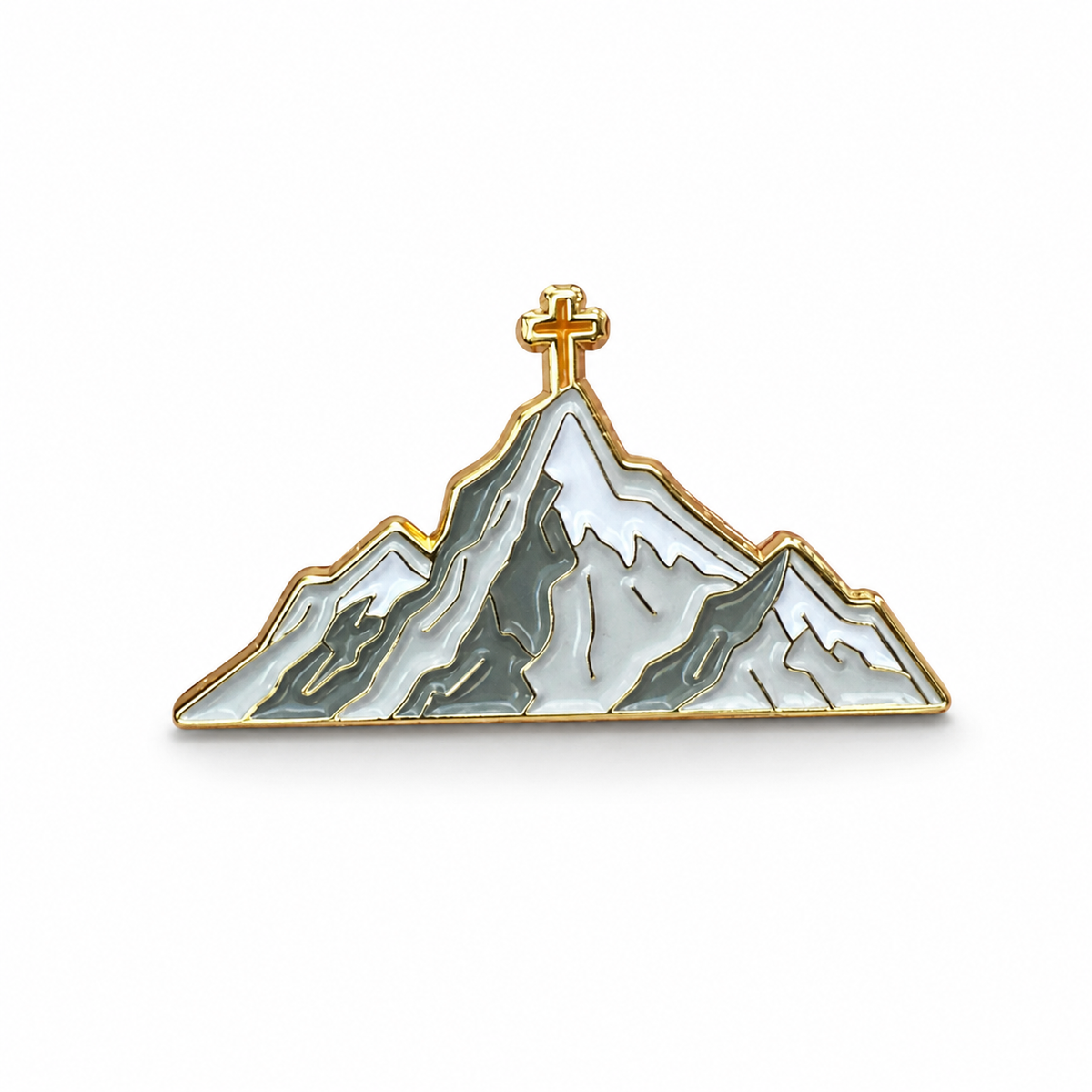 Anstecker Berg grau Gipfelkreuz