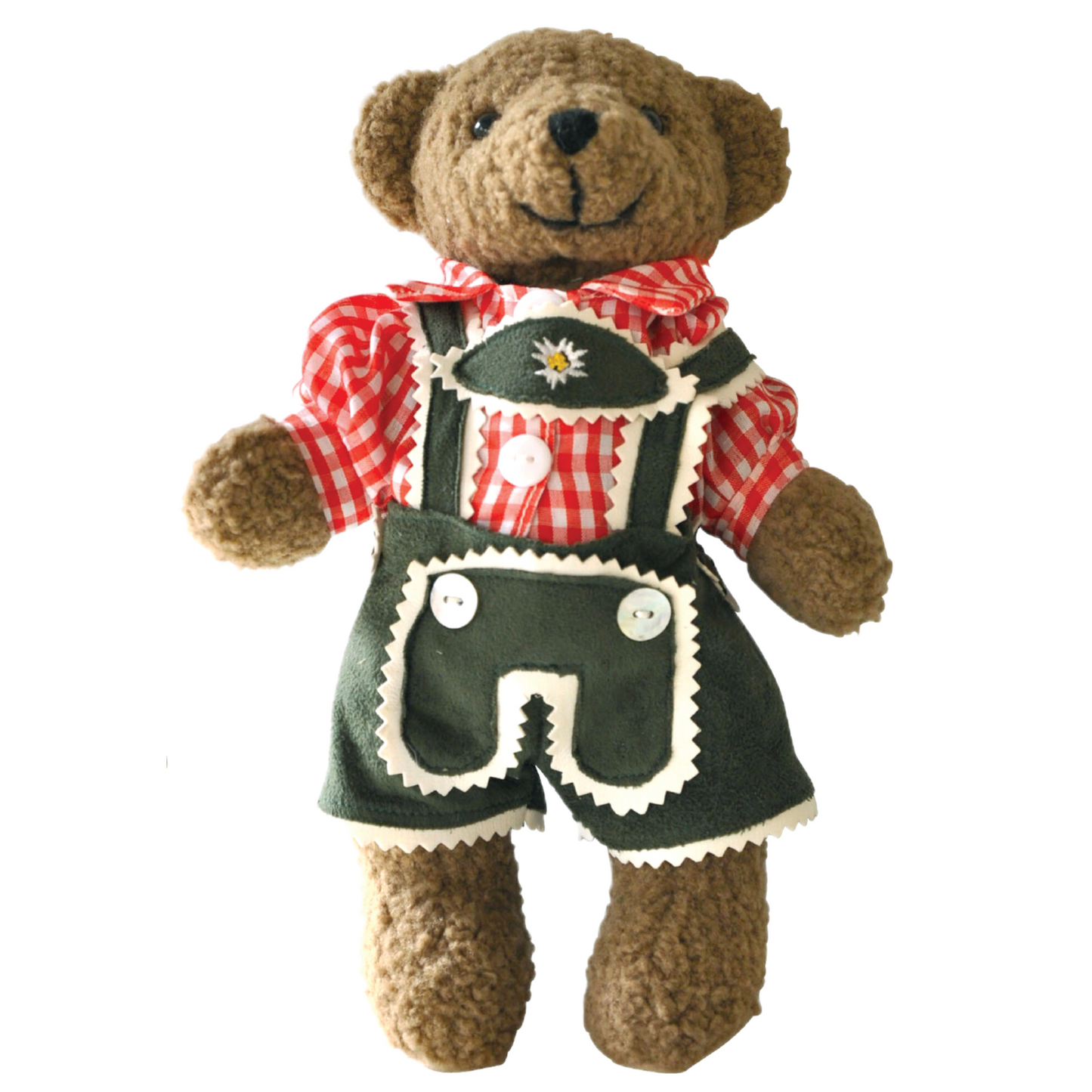 Trachtenbärchen Sepp braun, Hemd Rot, 25 cm