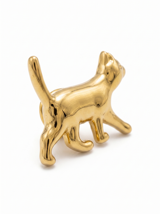 Anstecker Katze gold