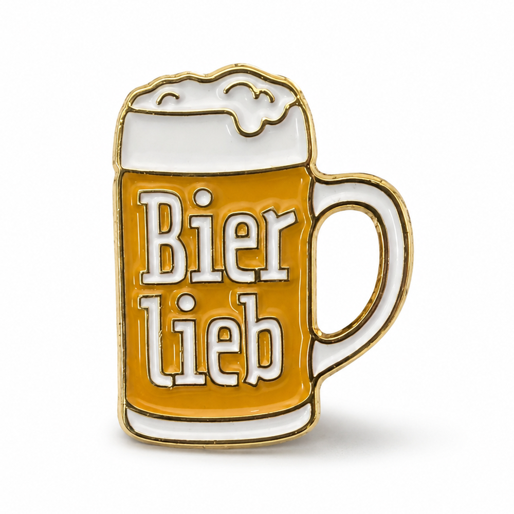 Anstecker Spruch "Bier lieb" bunt