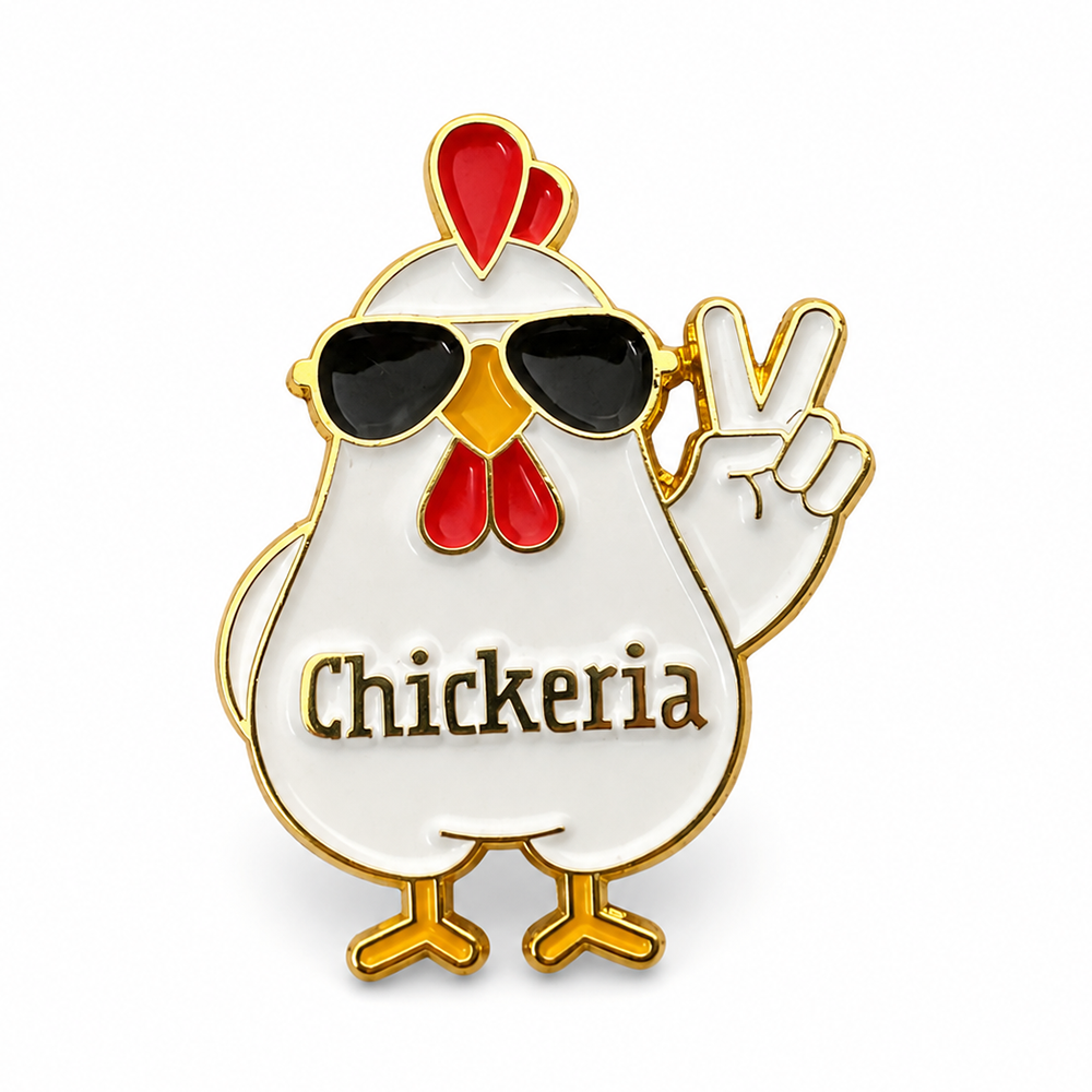 Anstecker Spruch "Chickeria" bunt
