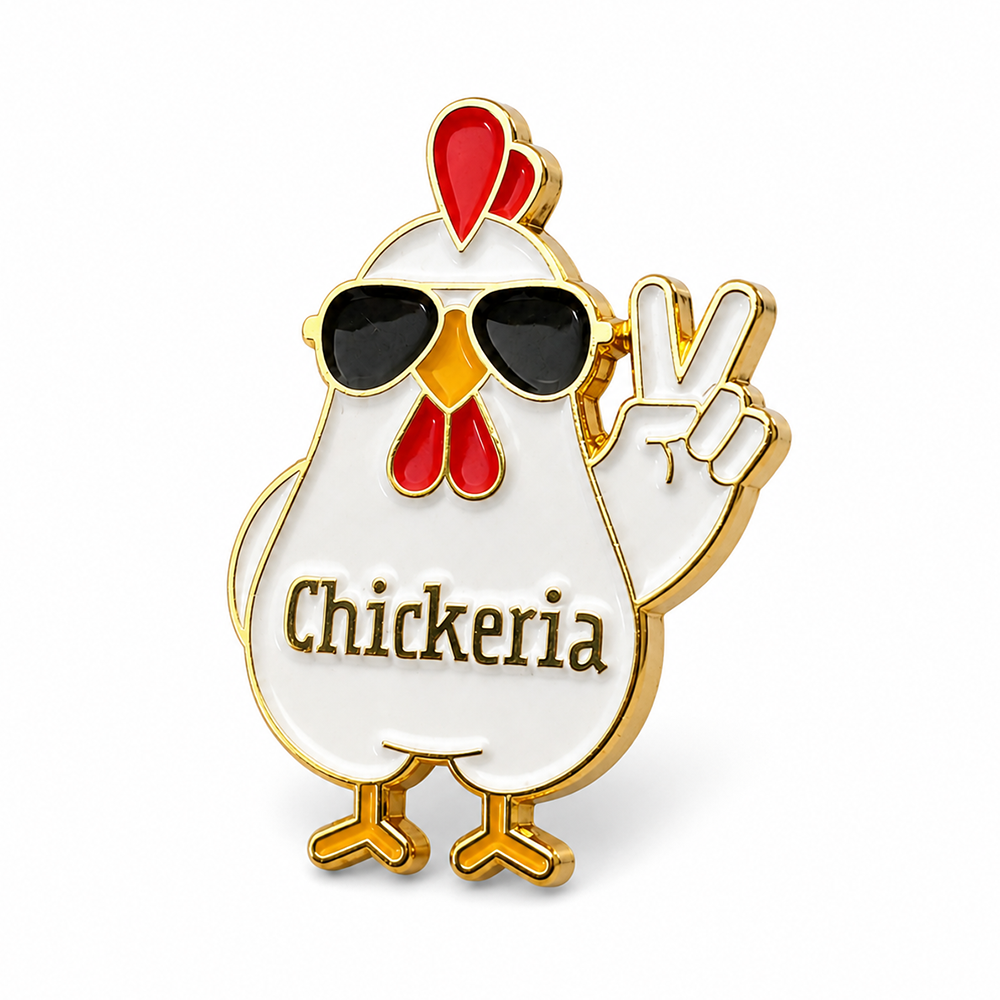 Anstecker Spruch "Chickeria" bunt
