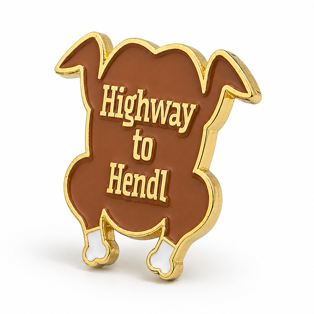 Anstecker Spruch "Highway to Hendl" bunt