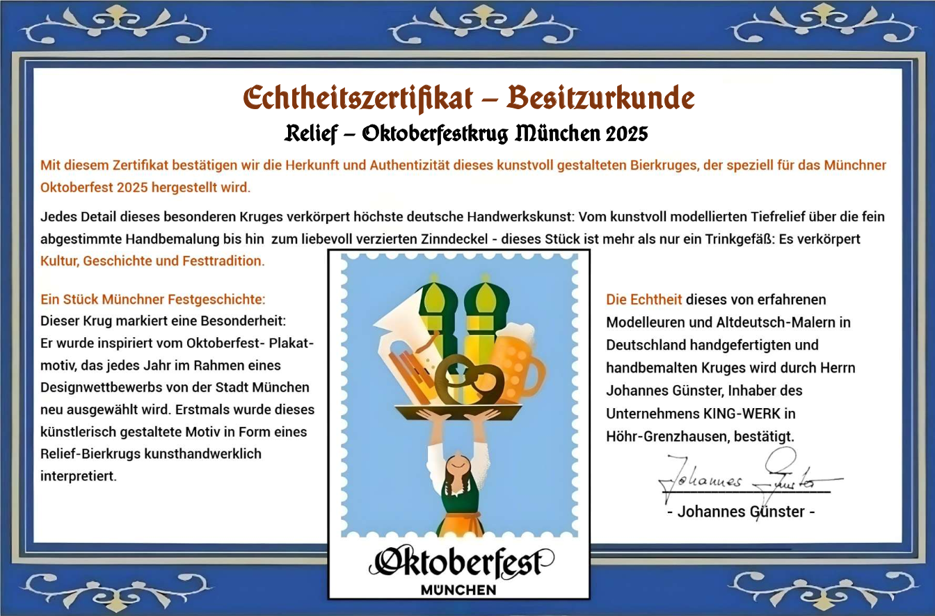 Oktoberfest™ Relief-Sonderkrug Motiv 2025 mit Zinndeckel Zensi
