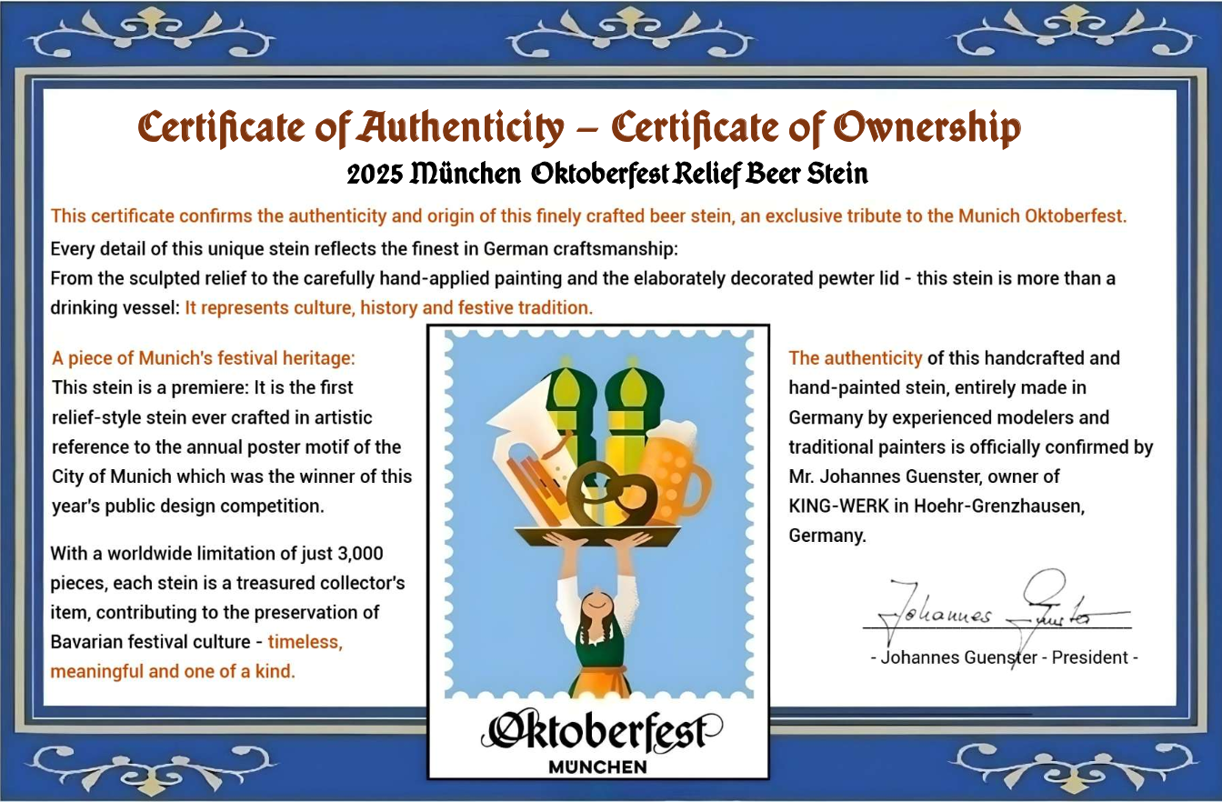 Oktoberfest™ Relief-Sonderkrug Motiv 2025 mit Zinndeckel Zensi