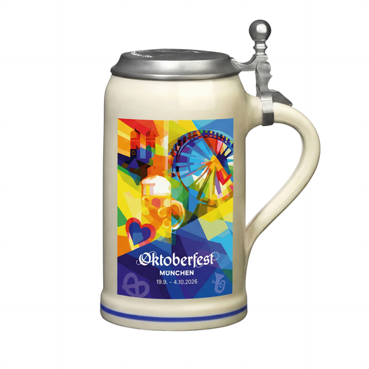 Offizieller Oktoberfest™ Krug 2026 mit Zinndeckel