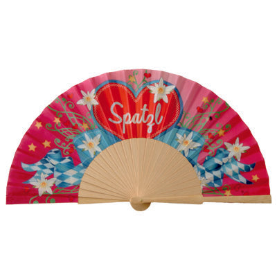 Bavarian wooden fan - Spatzl - pink