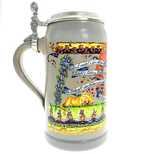 Wiesnwirte Krug 2021 genuine salt glazed with pewter lid